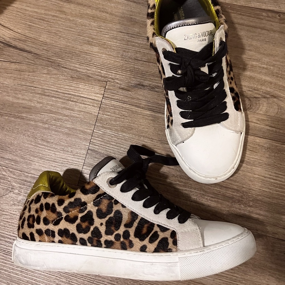 Zadig & Voltaire women's cheetah print sneakers
